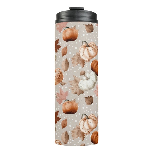 Rustic Autumn Pumpkins & Fall Leaves (2) Thermal Tumbler (Front)