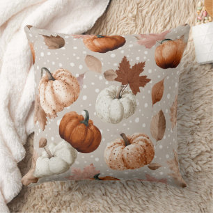 Rustic Autumn Pumpkins & Fall Leaves (2) Throw Pillow