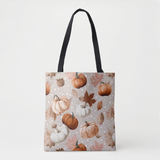 Rustic Autumn Pumpkins & Fall Leaves (2) Tote Bag (Front)