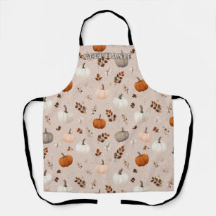 Rustic Autumn Pumpkins & Fall Leaves Apron