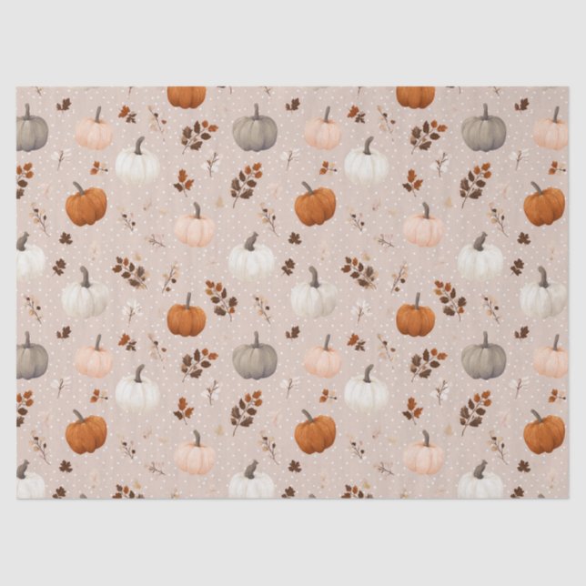 Rustic Autumn Pumpkins & Fall Leaves Tissue Paper (Front)