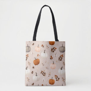 Rustic Autumn Pumpkins & Fall Leaves Tote Bag