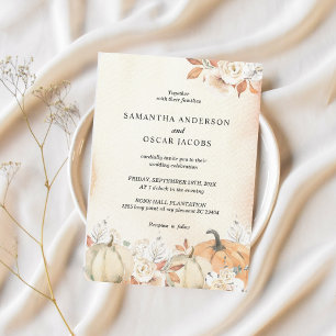 Rustic Autumn Pumpkins & Flowers Invitation