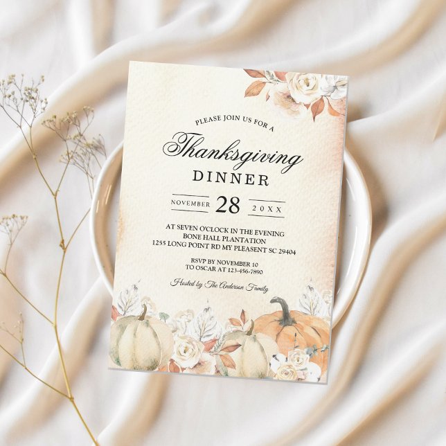 Rustic Autumn Pumpkins & Flowers  Invitation (Creator Uploaded)