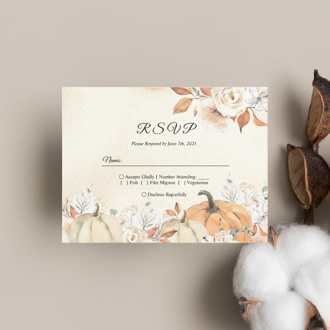 Rustic Autumn Pumpkins & Flowers  Invitation Postcard (Creator Uploaded)