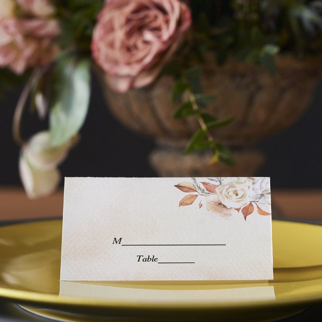 Rustic Autumn Pumpkins & Flowers  Place Card (Creator Uploaded)