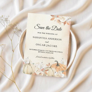 Rustic Autumn Pumpkins & Flowers  Save The Date