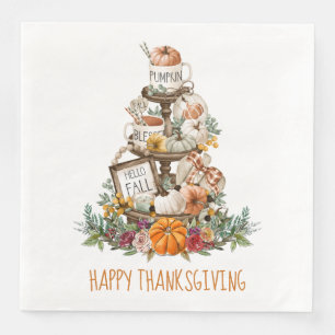 Rustic Autumn Pumpkins Happy Thanksgiving Napkin