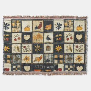 Rustic Autumn Quilt Pattern Farmhouse Patchwork Throw Blanket