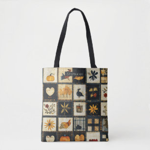 Rustic Autumn Quilt Pattern   Farmhouse Patchwork Tote Bag