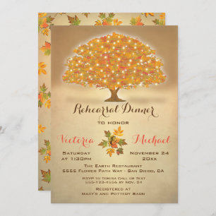Rustic Autumn Rehearsal Dinner with twinkle lights Invitation