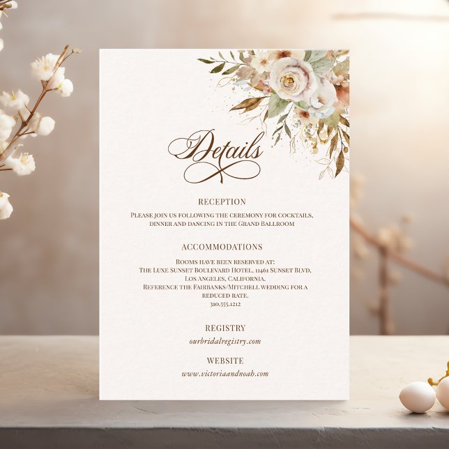 Rustic Autumn Roses Botanical Script Enclosure Card (Creator Uploaded)