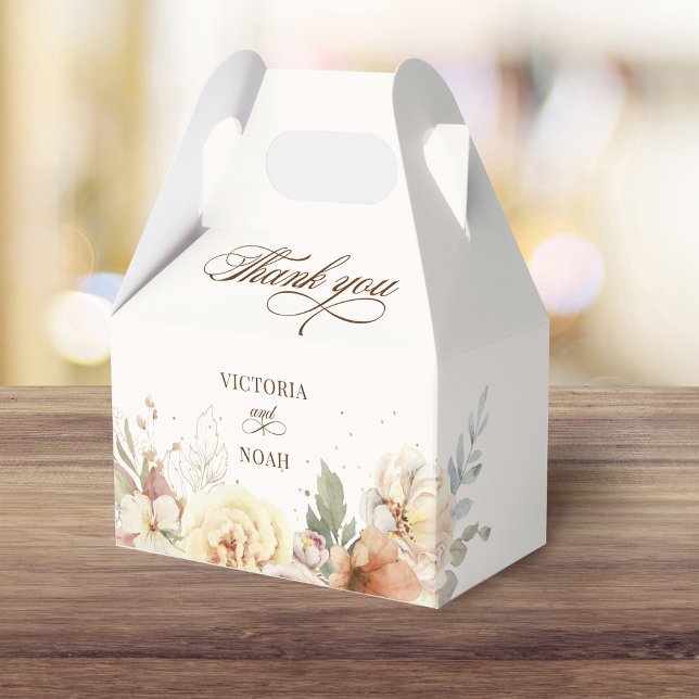 Rustic Autumn Roses Botanical Script Favor Box (Creator Uploaded)
