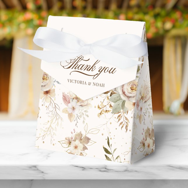 Rustic Autumn Roses Botanical Script Favor Box (Creator Uploaded)