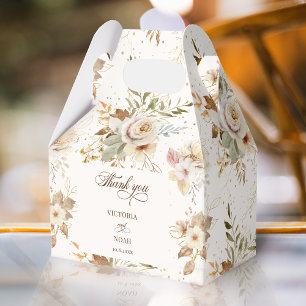 Rustic Autumn Roses Botanical Script Favor Box