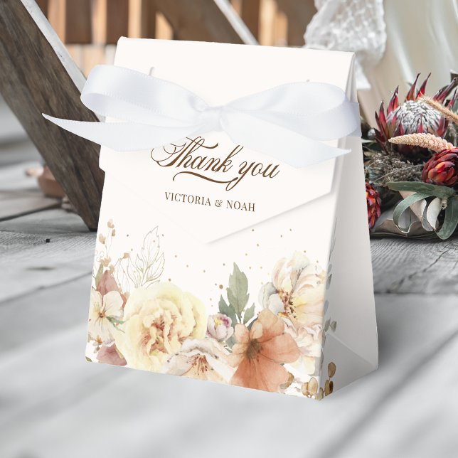 Rustic Autumn Roses Botanical Script Favor Box (Creator Uploaded)
