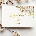 Rustic Autumn Roses Botanical Script Guest Book<br><div class="desc">The romance of an Autumn wedding is captured in this elegant design featuring watercolor roses and greenery in warm Fall colours of terracotta, ivory, rust, chestnut, dusty blue and sage green with touches of gold sparkles. This design also features unique text graphics in a custom calligraphy script font and floral...</div>
