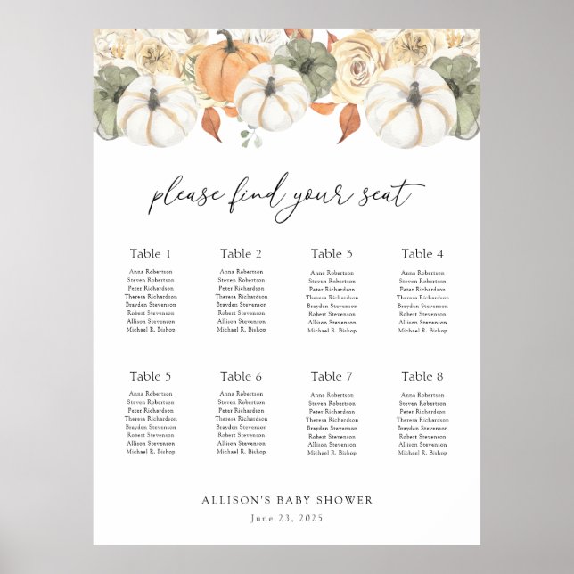 Rustic Autumn Seating Chart (Front)
