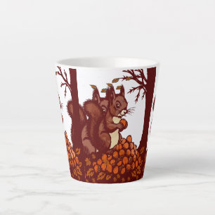 🐿️ Rustic Autumn Squirrel Latte Mug - Cozy Fall