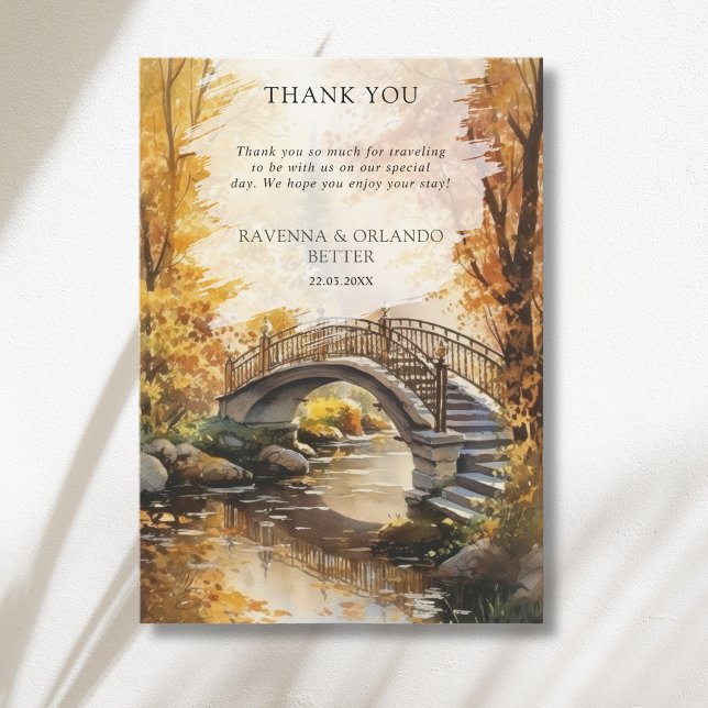 Rustic Autumn Stone Bridge River Fall Thank You  Announcement (Creator Uploaded)