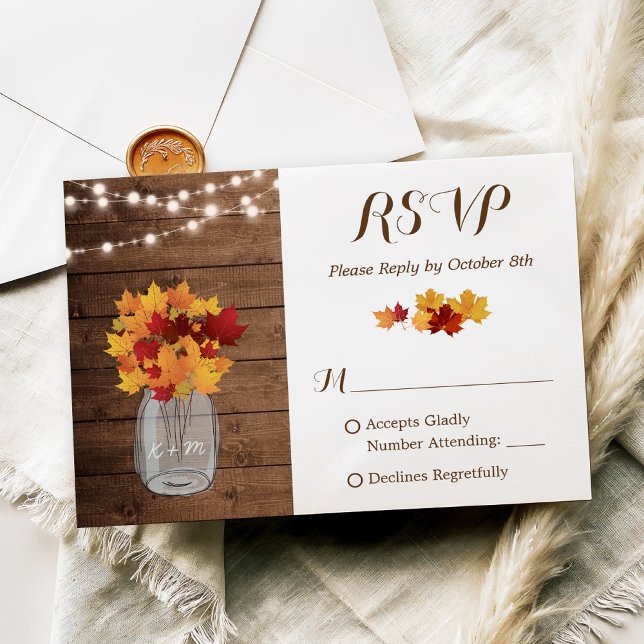 Rustic Autumn String Lights Mason Jar Wedding RSVP (Creator Uploaded)