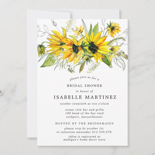 Rustic Autumn Sunflower Pumpkin Bridal Shower Invitation (Front)