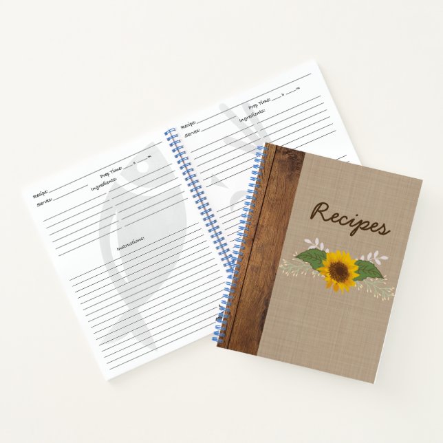 Rustic Autumn Sunflower Recipe Notebook (Inside)