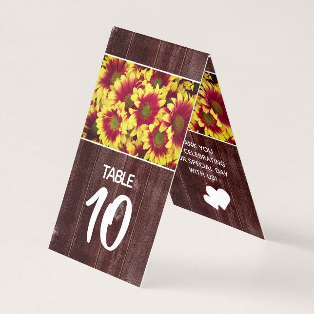Rustic Autumn Sunflowers on Fence Wedding (Front)