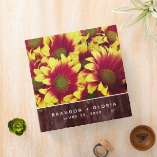 Rustic Autumn Sunflowers on Fence Wedding Binder