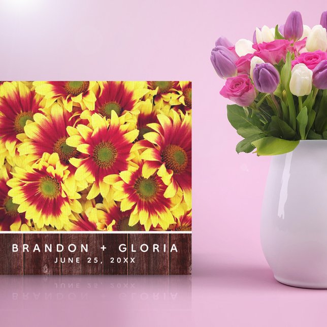 Rustic Autumn Sunflowers on Fence Wedding Canvas Print (Creator Uploaded)