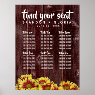 Rustic Autumn Sunflowers on Fence Wedding Poster