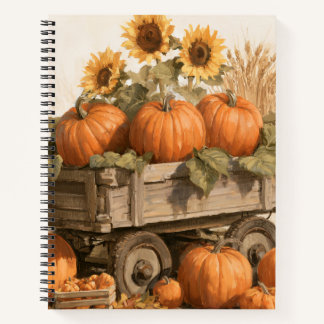 Rustic Autumn Sunflowers Pumpkin Harvest Notebook