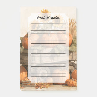 Rustic Autumn Sunflowers Pumpkin Harvest Post-it Notes