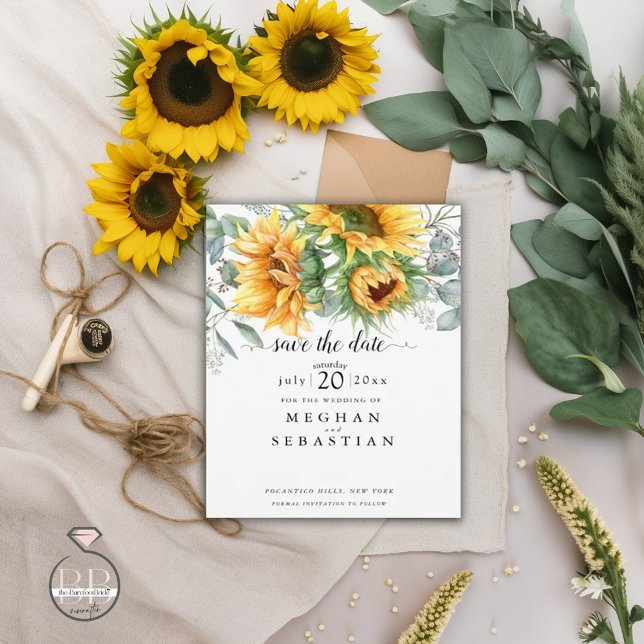 Rustic Autumn Sunflowers Save The Date (Creator Uploaded)