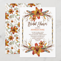 Rustic Autumn Tiger Lily Bridal Shower Invitation