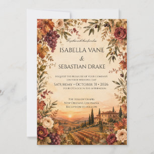 Rustic Autumn Vineyard Wedding Invitation