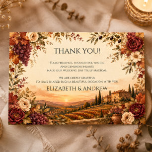 Rustic Autumn Vineyard Wedding Thank You Card