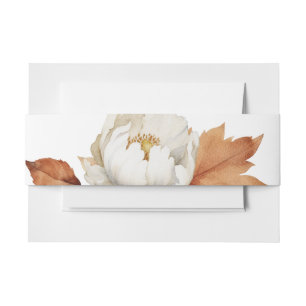Rustic Autumn Watercolor Floral Wedding Invitation Belly Band