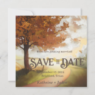 Rustic Autumn Watercolor Path Save The Date