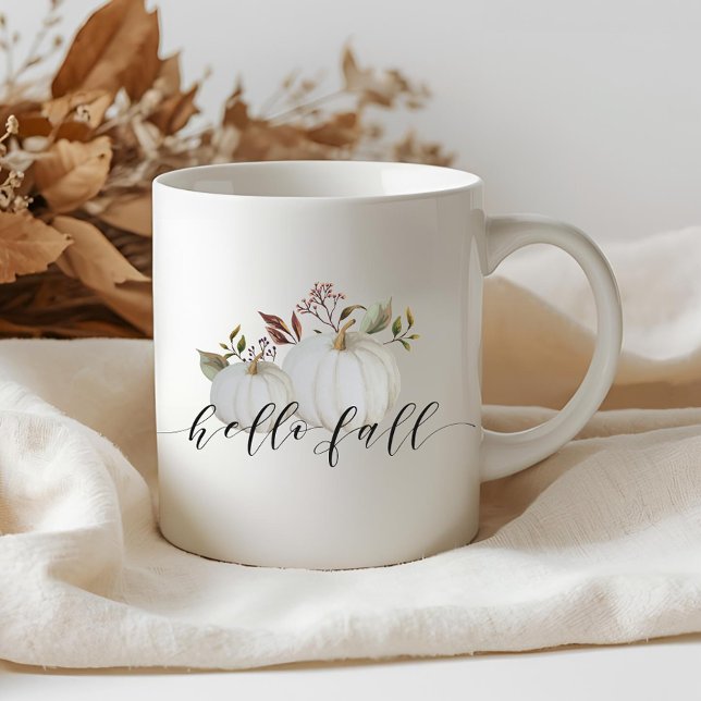 Rustic Autumn Watercolor White Pumpkins Coffee Mug (Creator Uploaded)