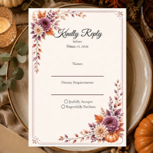 Rustic Autumn Wedding RSVP Card