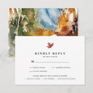 Rustic Autumn Wedding RSVP Watercolor Fall Enclosure Card