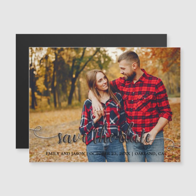 Rustic Autumn Wedding Save the Date Photo Magnetic Invitation (Front/Back)