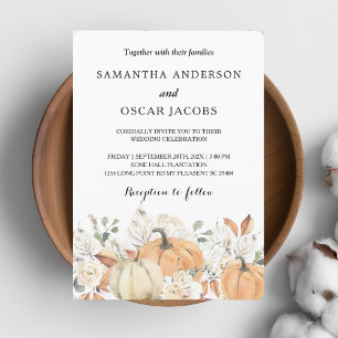 Rustic Autumn Wedding   Watercolor Pumpkin Invitation