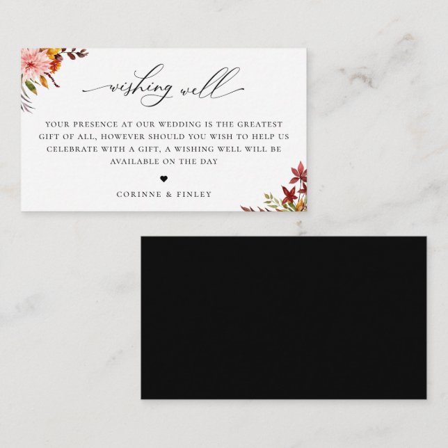 Rustic Autumn Wedding Wishing Well Enclosure Card (Front/Back)