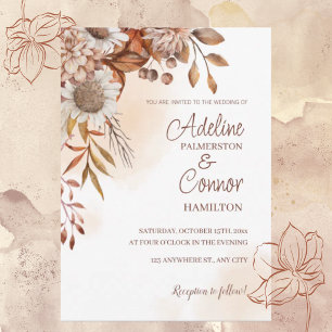 Rustic Autumn Wedding with Floral Design Invitation