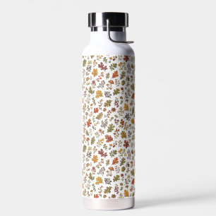 Rustic Autumn Woodland Mushroom Leaves Pattern  Water Bottle