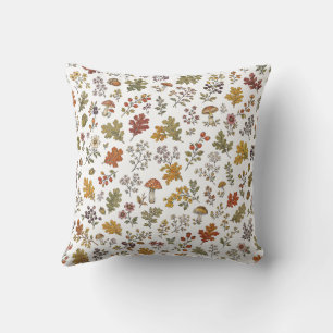 Rustic Autumn Woodland Pattern Throw Pillow