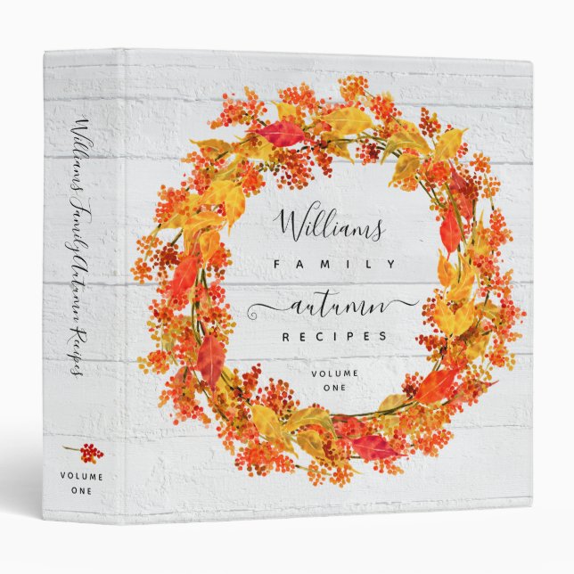 Rustic Autumn Wreath Recipes Custom Binder (Front/Spine)