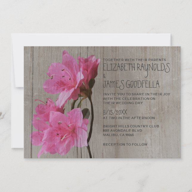 Rustic Azalea Wedding Invitations (Front)